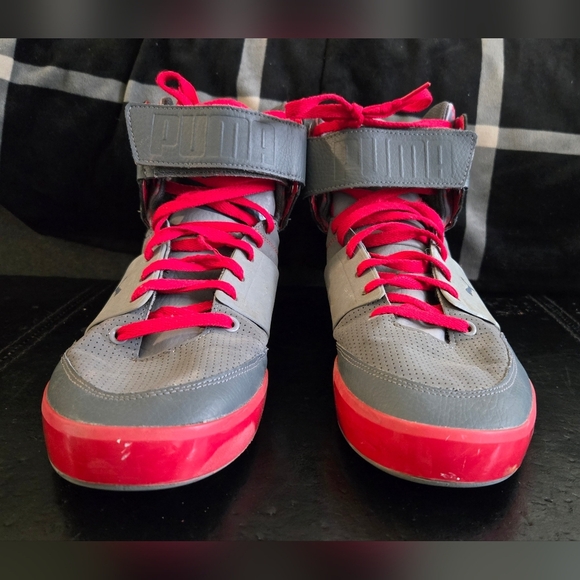 Puma El High Solo High Fashion Hightops Mens Size 12 Red Gray - Picture 5 of 7